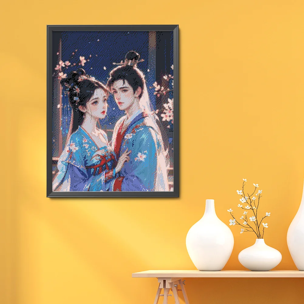 9CT Full Stamped Cross Stitch Bead Embroidery- Antique Couple(Canvas|45*57CM)