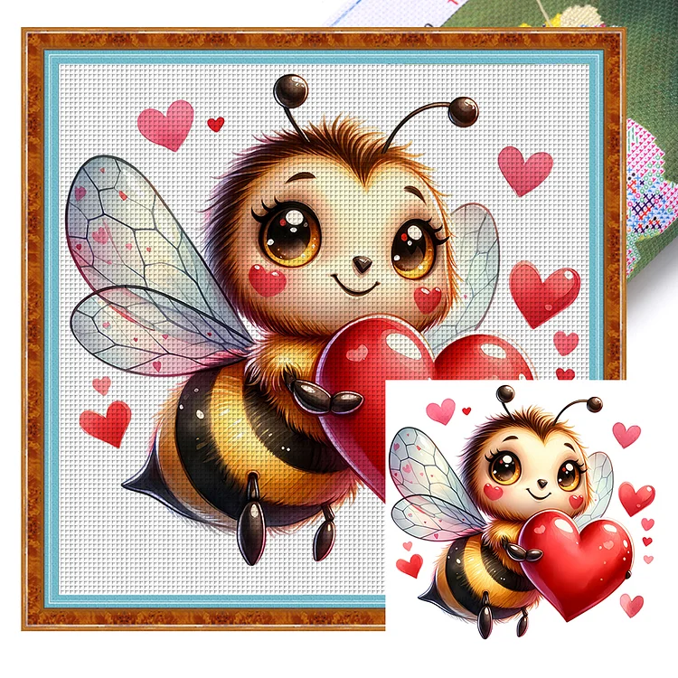 Valentine'S Day Bee 18CT (25*25CM) Stamped Cross Stitch gbfke