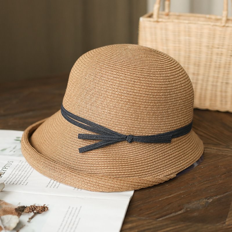 👒Handmade straw beach sun hat ladies summer fisherman hat with UV protection boho hat