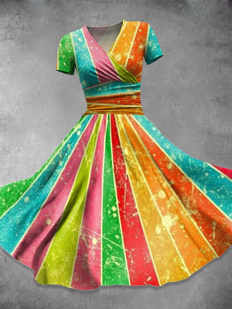 Women's  Rainbow Art Print  Maxi Dress