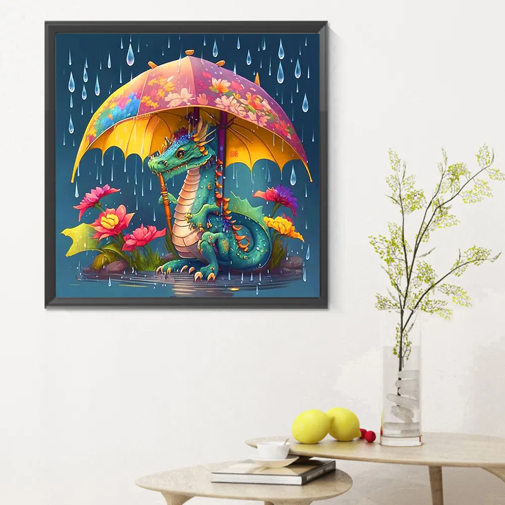Diamond Painting - Full Round Drill - Umbrella Dragon(Canvas|30*30cm)