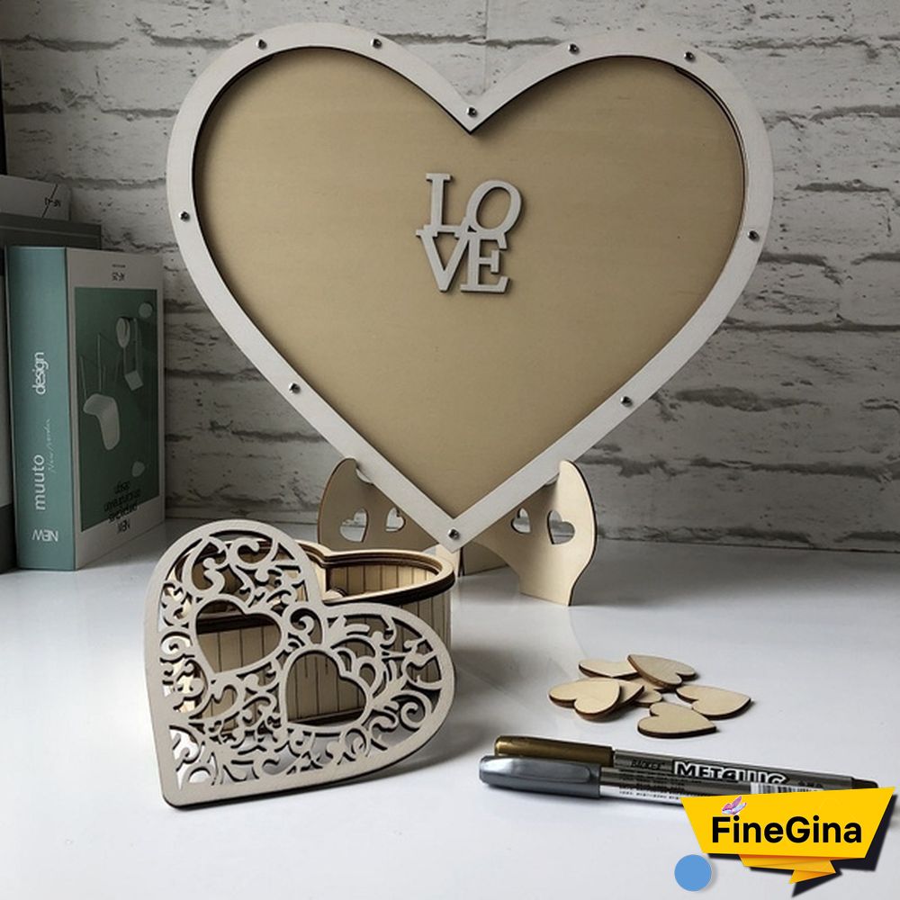 Wood Hearts Wedding Guest Book Alternative, Heart Drop Guest Book Rustic Wooden Love Heart Wedding Table Scatter Decoration Crafts, for 65 Hearts Wedding