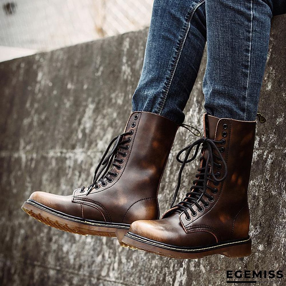 Autumn and winter all-match Martin boots high-top shoes men's Korean version of the trendy casual Gaobang sports waterproof non-slip retro boots | EGEMISS