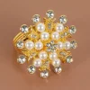 Pearls Rhinestone Flower Golden Catering Napkin Ring