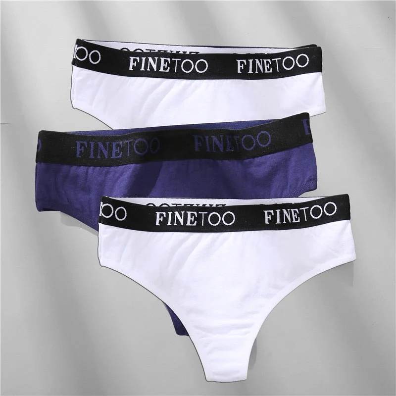 FINETOO 2/3PCS Cotton Sexy Underwear G-string Women M-XL Panties Fashion Letter Waist Femme 2021 Underpant For Woman Thong Girls