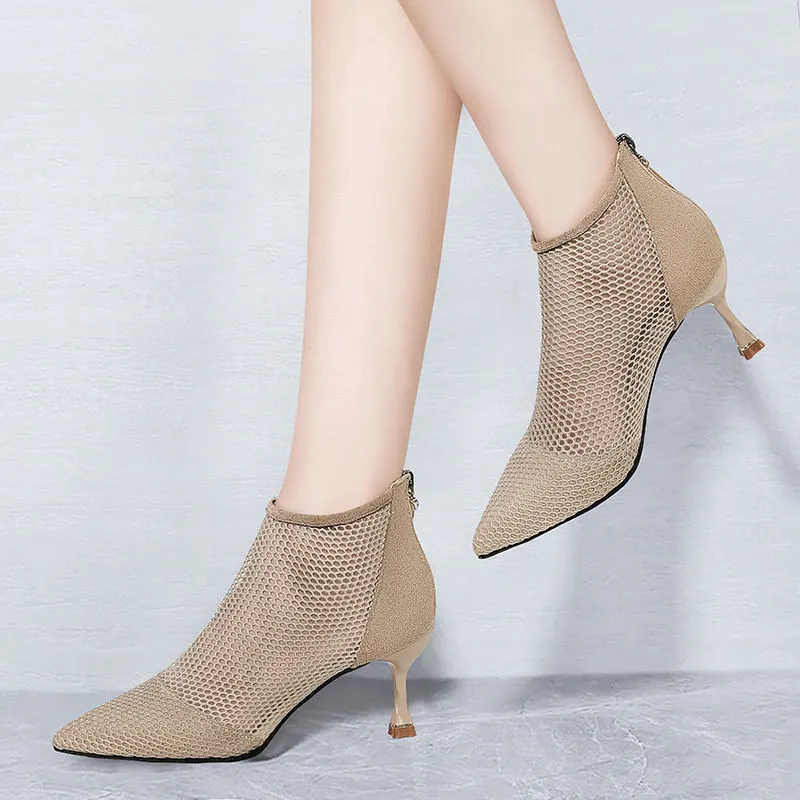 Breakj Breakj Hollow Cool Boots 2023 Spring And Summer New Mesh And Short Boots Tips High Help Zipper