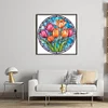 Flower Glass Painting - 11CT Stamped Cross Stitch 40*40cm/15.75*15.75in(glass painting cross stitch) tapestrymarket