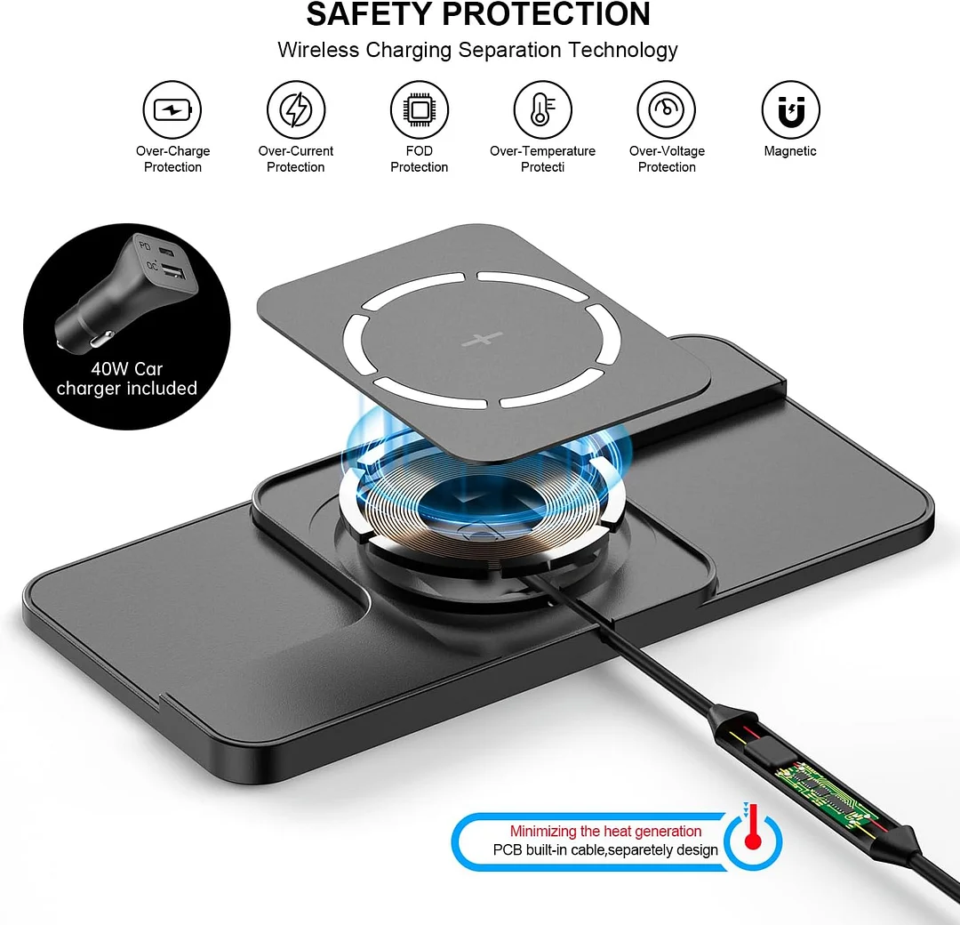 20W magnetic car mobile phone wireless charging pad
