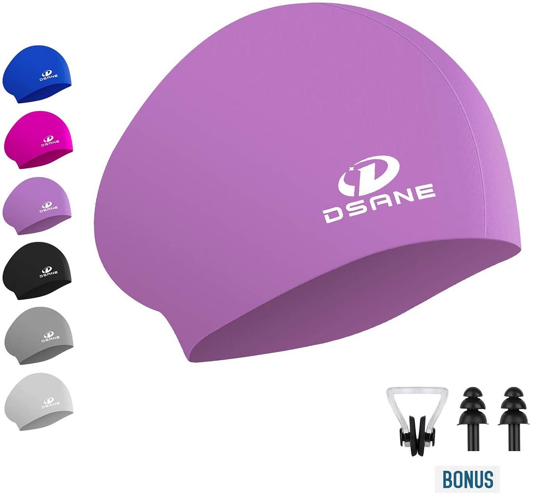 Womens Silicone Swim Cap for Long Hair,3D Ergonomic Design Silicone Swimming Caps for Women Kids Men Adults Boys Girls