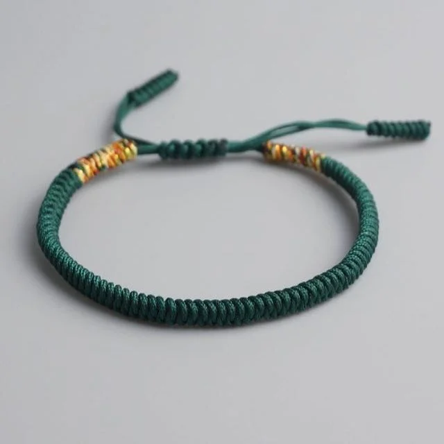 Green Tibetan Good Luck Rope Bracelet