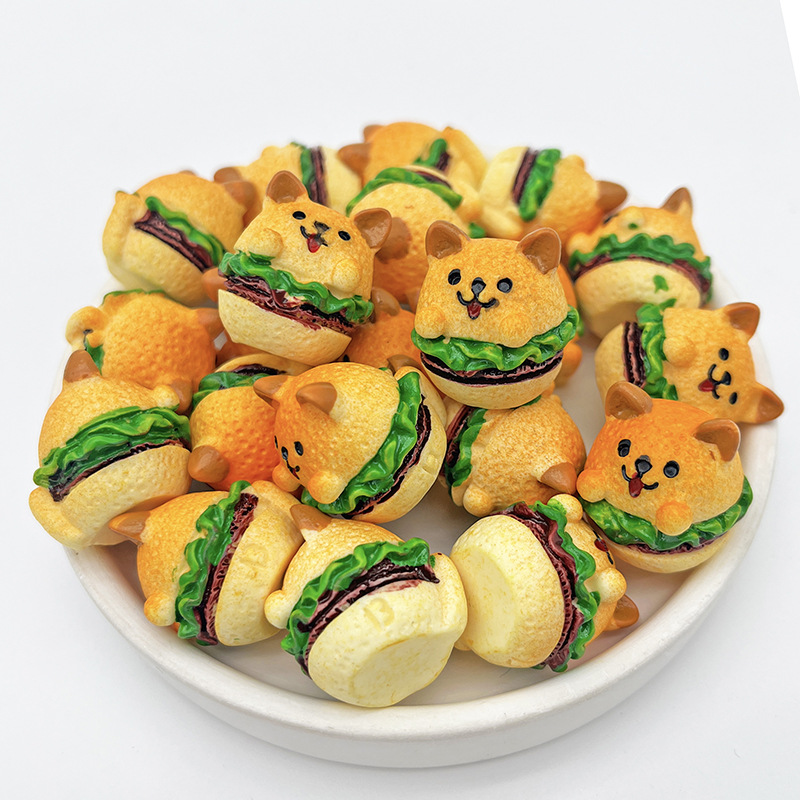 Mini Puppy Dog Burger Resin Charm for DIY & Miniature Decor