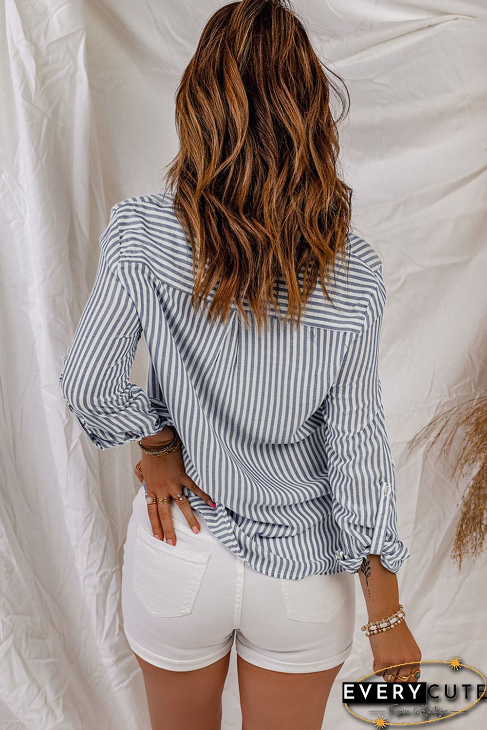 Striped Pocketed Buttons Long Sleeve Shirt