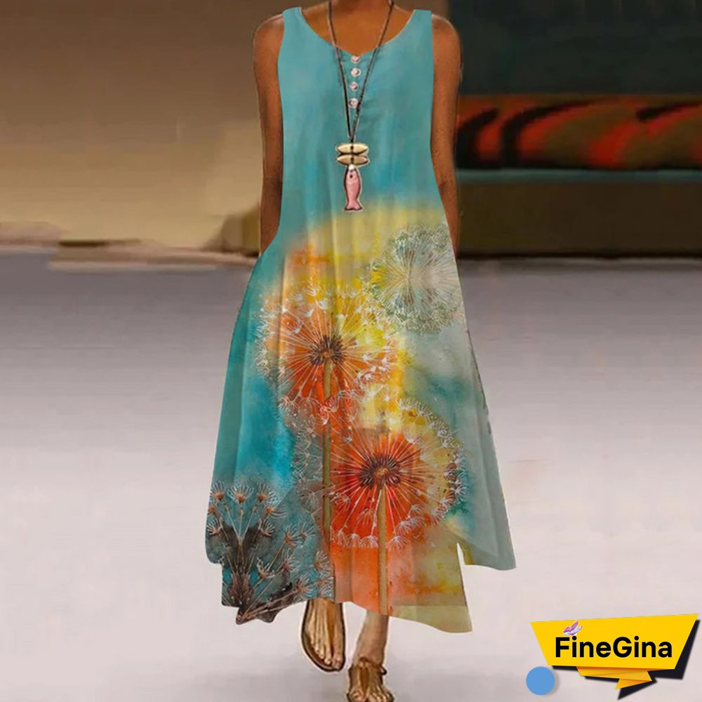 Printed Flower Sleeveless Dress Girl