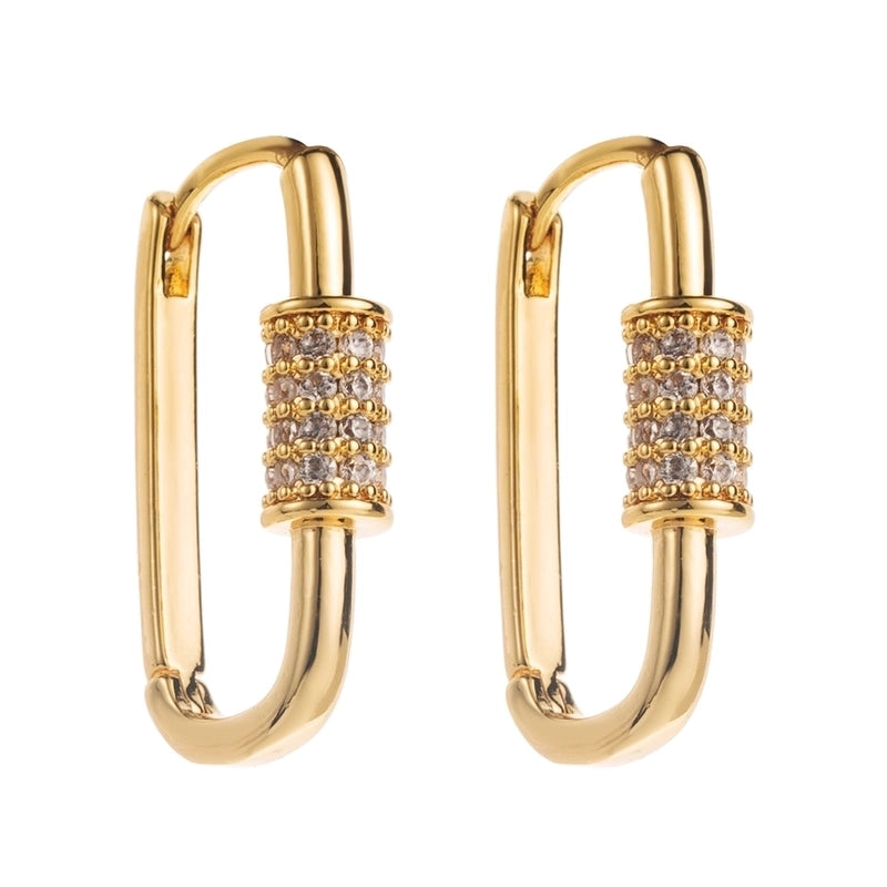 1 Pair Casual Elegant Classic Style Geometric Inlay Copper Rhinestones Earrings