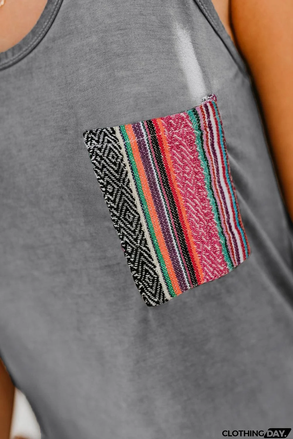 Casual Women Tank Top with Multicolor Pocket