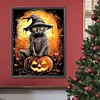 Diamond Painting-DIY Full Round Drill Black Cat Pumpkin Lamp