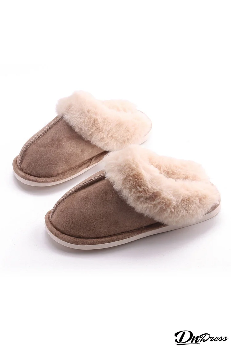 Solid Fuzzy House Slippers