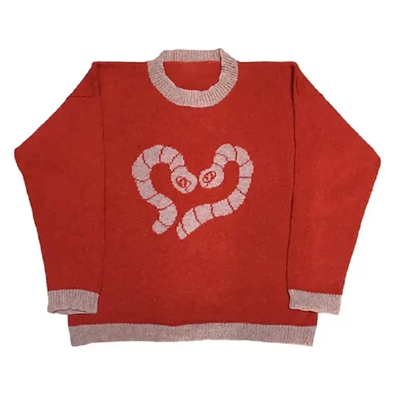 Aonga 2024 Fall Fashion  Y2K Winter Knitwear O-neck Long Sleeve Warm Pullovers Knitwear Vintage Men Sweater Harajuku Unisex Jumper Aesthetic Clothes new 0613 aonga