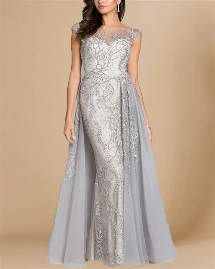 Women's Sleeveless Embroidery Evening Dress