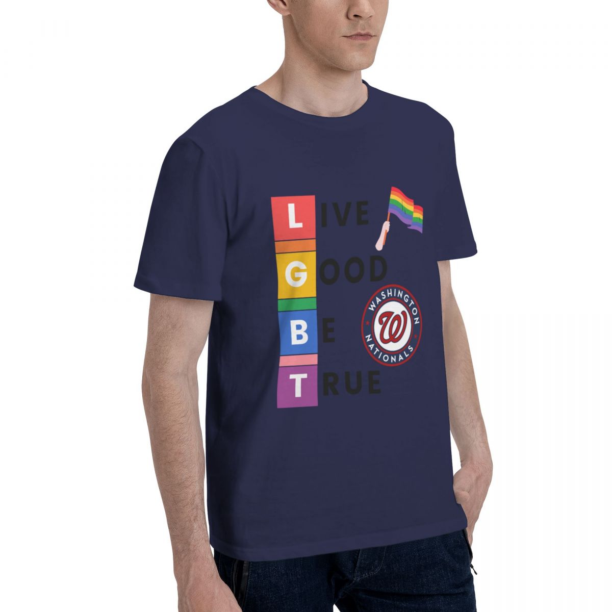 Washington Nationals LGBT Pride Printed Men's Cotton T-Shirt