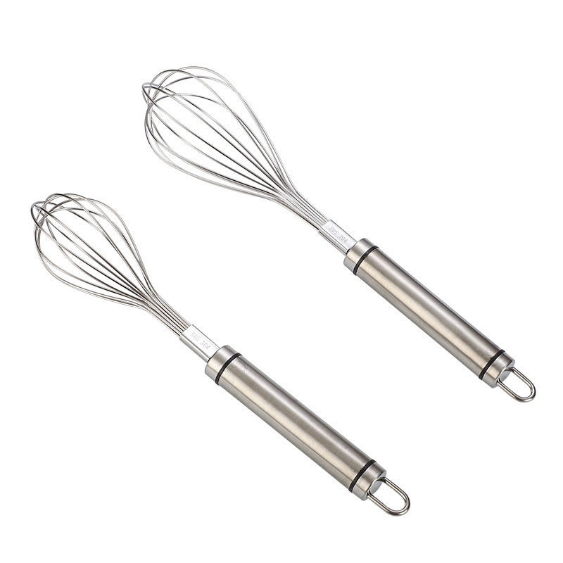 304 Stainless Steel Egg Beater Manual Thickening Manual Mixing Rod And Noodle/egg Whisk Lengthened Baking Tool