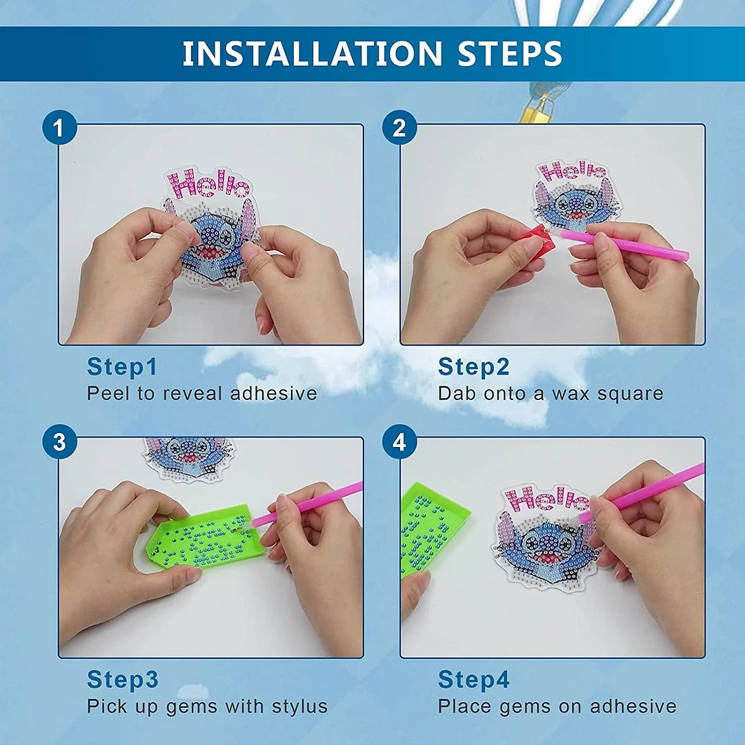 5Pcs Stitch Diamond Painting Keychain, Special Shaped Diamond Art Keychains, DIY Keychain Decoration Pendant Gift for Kids Adults(Double Sided)