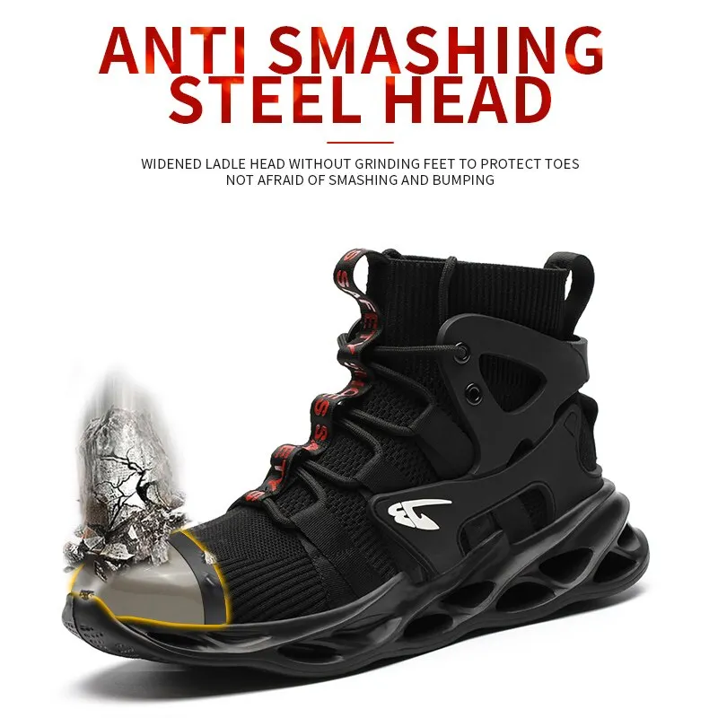 2021 New Work Safety Shoes Light and Comfortable Mid-Cut Boots Protective  Men Sneakers With Steel Toe Cushion Anti Slip Shoes