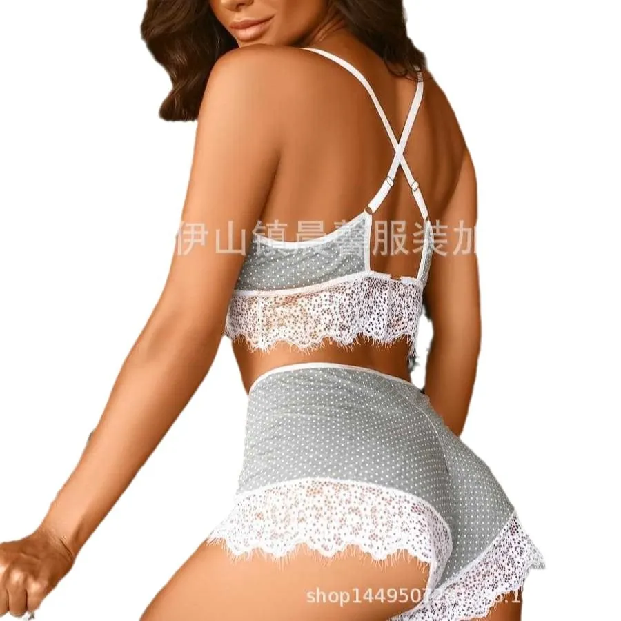 Churchf Digital Printing Multi-Code Sexy Lingerie White Lace Two Sets Of Sexy Pajamas