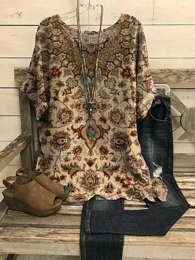 Women's Vintage Flower Casual Top