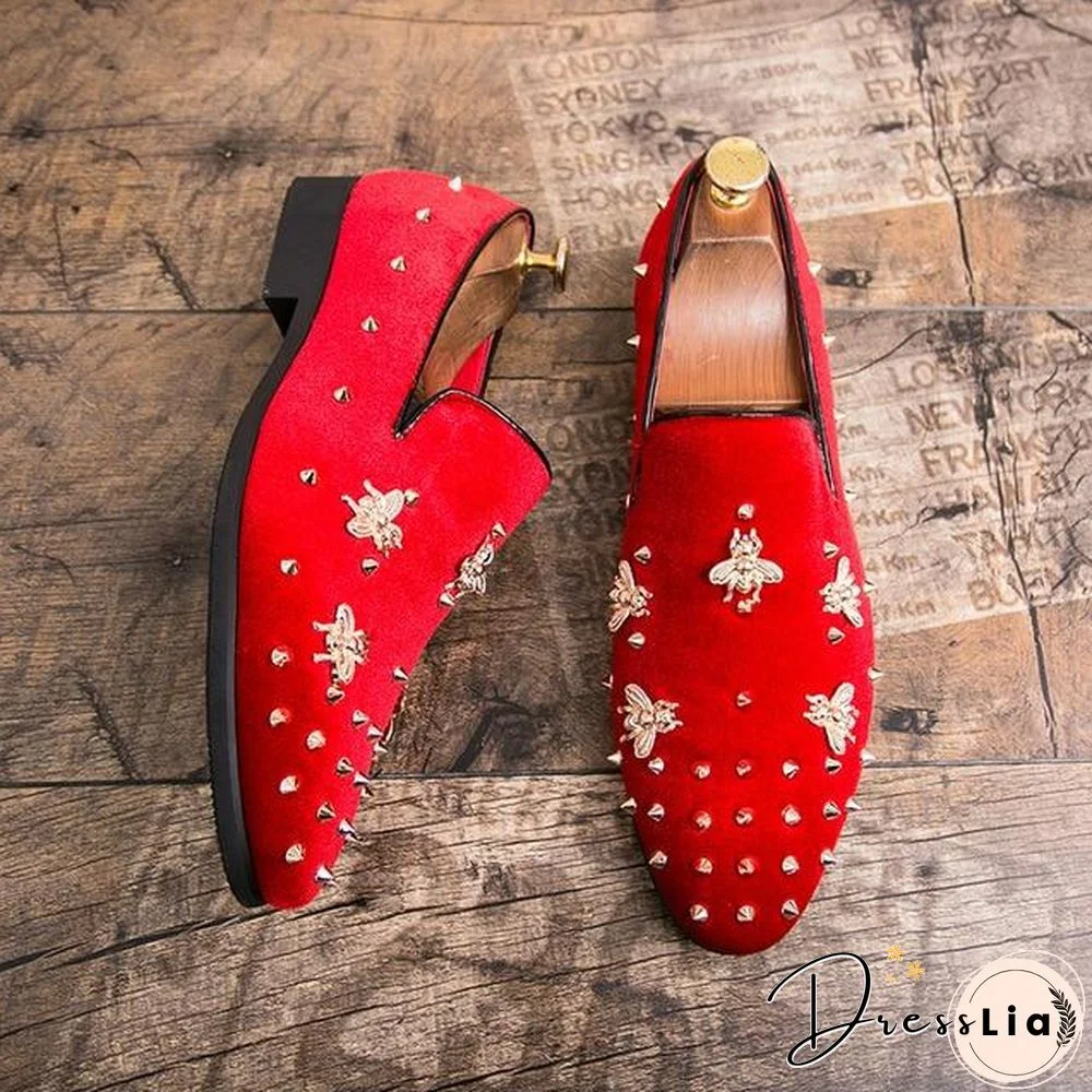 New Fashion Gold Top and Metal Toe Men Velvet Dress shoes italian mens dress shoes Handmade Loafers