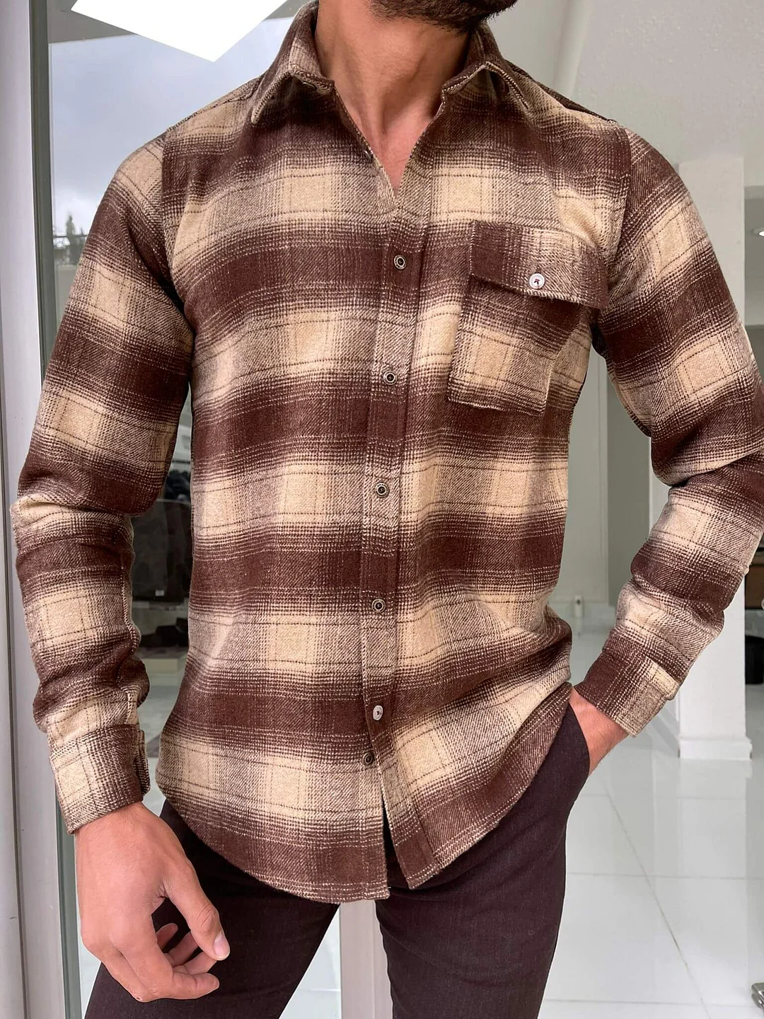 Brown Lumberjack Patterned Shirt