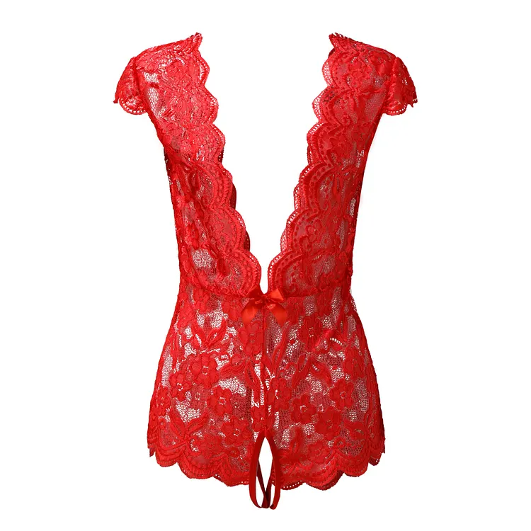Dotted Mesh Long Sleeve Teddy With Snap Crotch