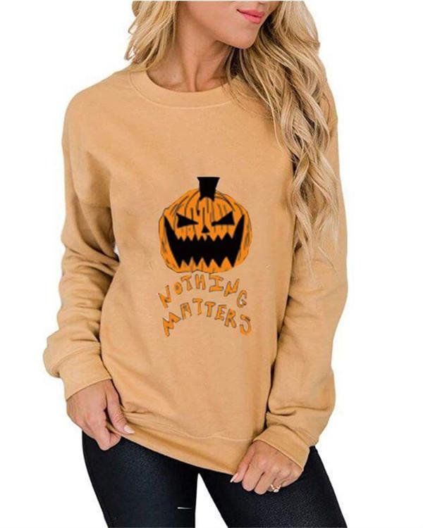 Pumpkin Print Graphic Sweatshirt - Chicaggo