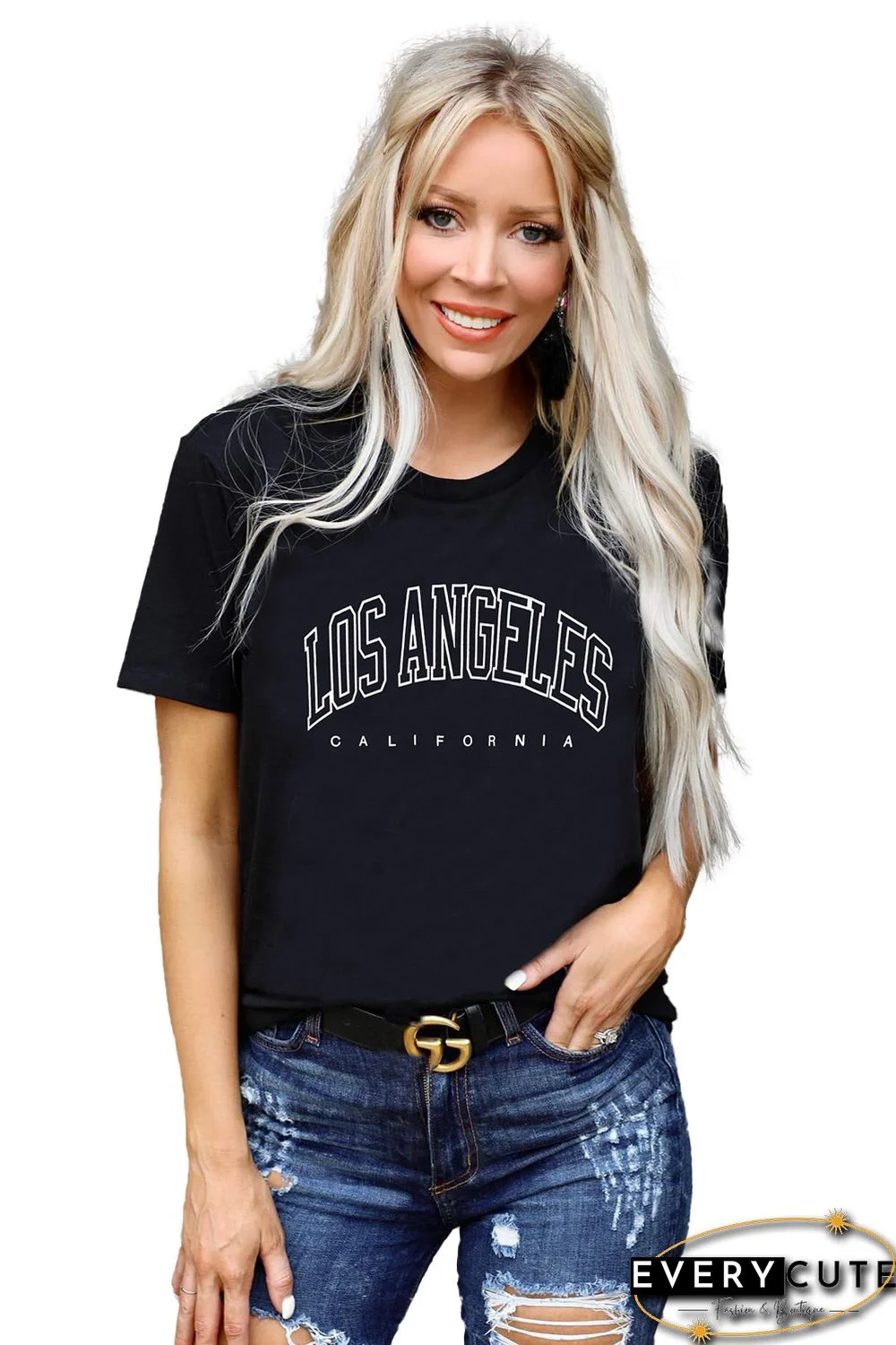 Letter Print Crew Neck Short Sleeve T-shirt