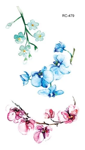 52 Kinds Watercolor Flora Lavender Waterproof Fake Tattoos Temporary Women Arm Chest Ankle Stickers Floral Body Art Tatto Flower