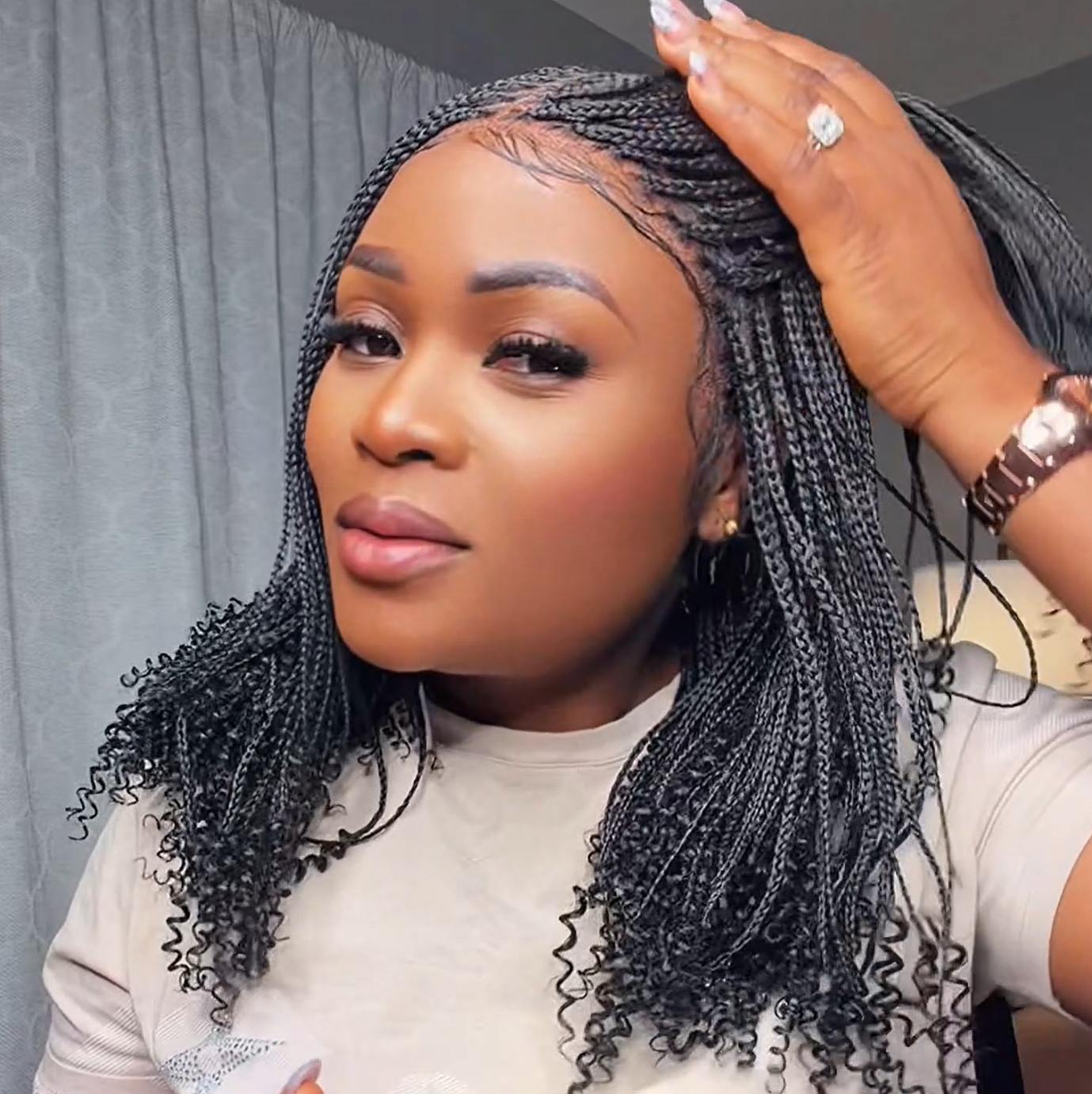 Glueless Natural Looking Braided Thick Upstyle Wig