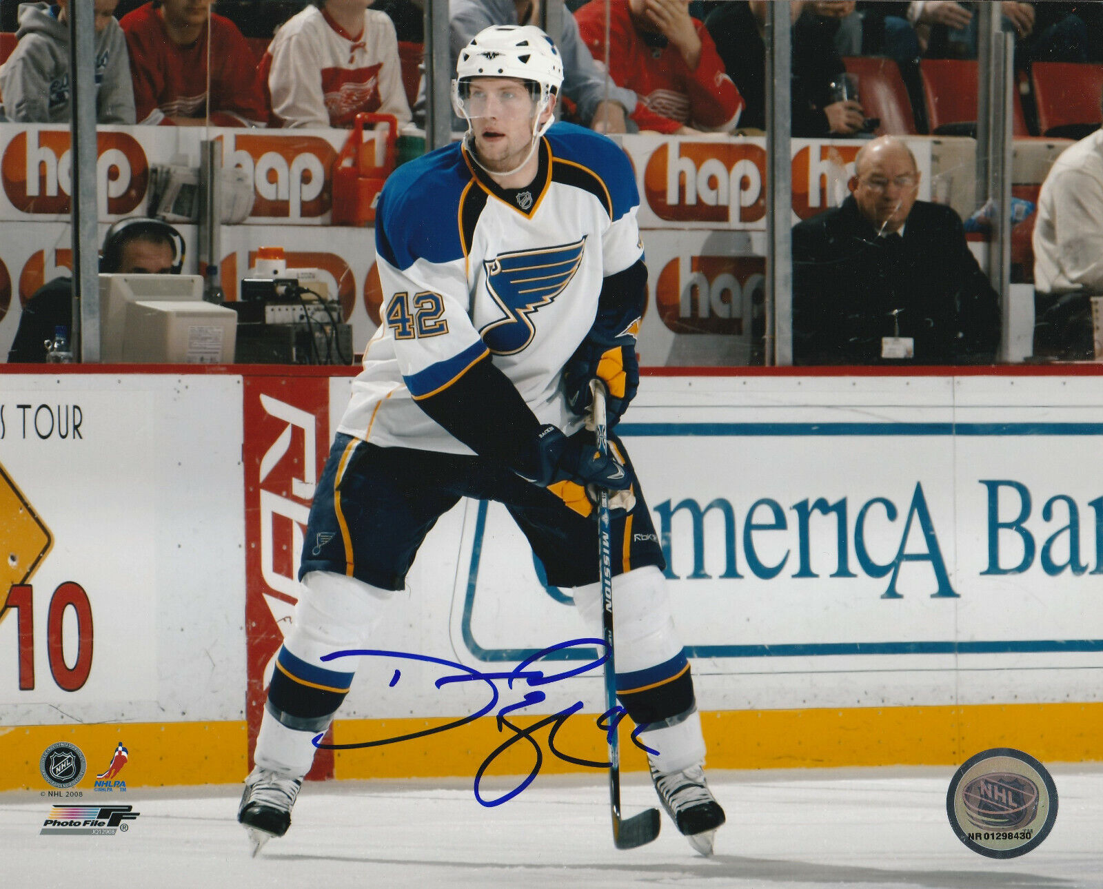 DAVID BACKES SIGNED ST.LOUIS BLUES 8x10 Photo Poster painting! Autograph PROOF!