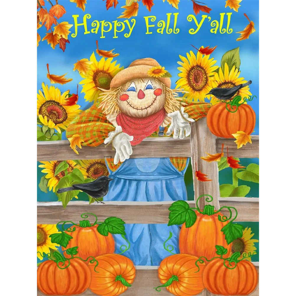 DIY Scarecrow in Sunflower - Full Round(Partial AB Drill) - Diamond Painting (45*60cm)