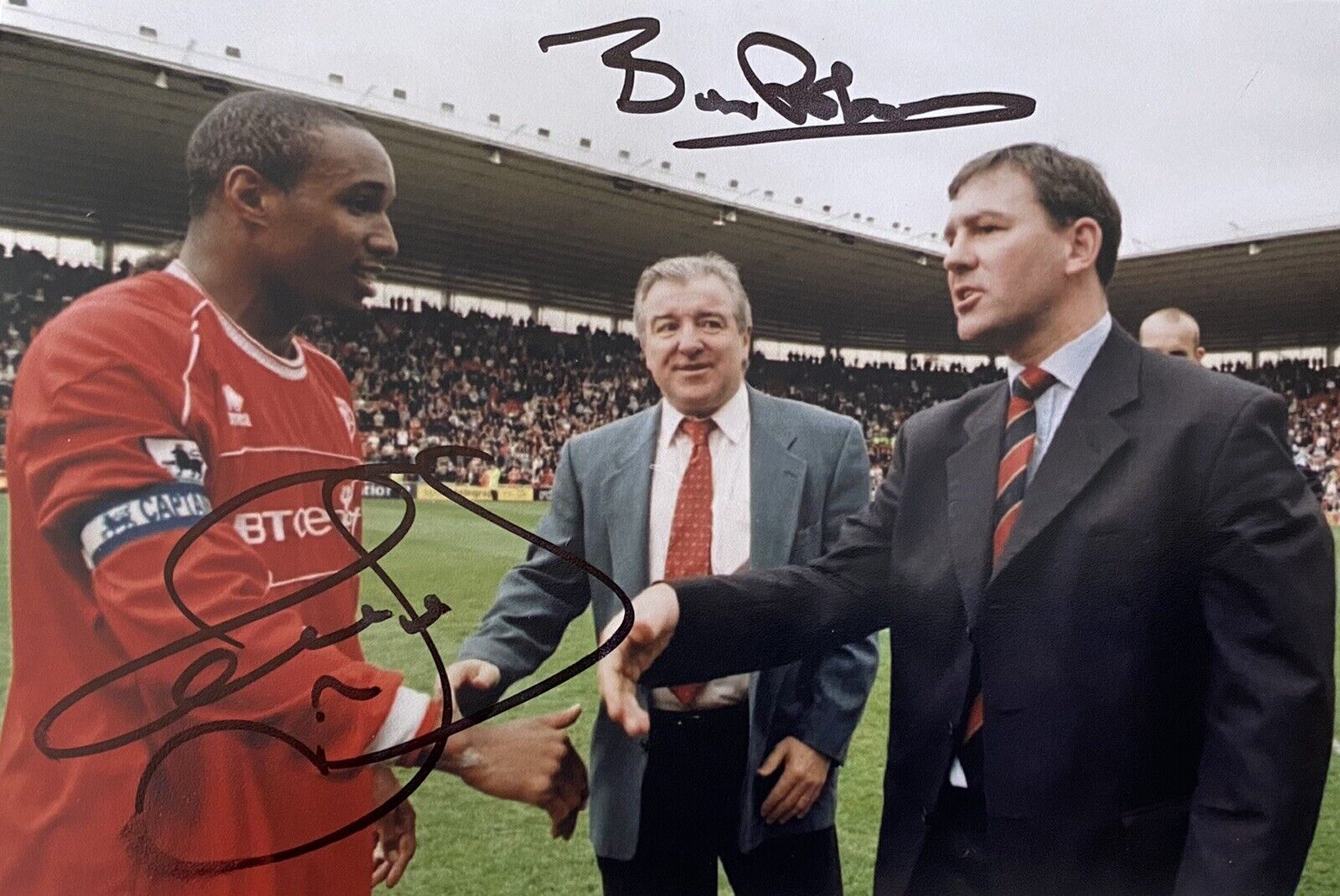 Paul Ince & Bryan Robson Genuine Hand Signed 6x4 Middlesbrough Photo Poster painting