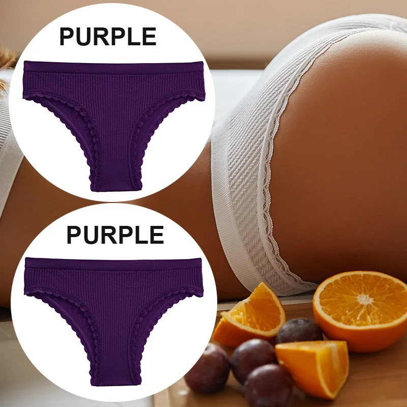 FINETOO 2PCS/Set Women Lace Seamless Sexy Panties 6 Solid Color Brazilian Panty Girl Briefs Lingerie Underpant M-2XL Underwear