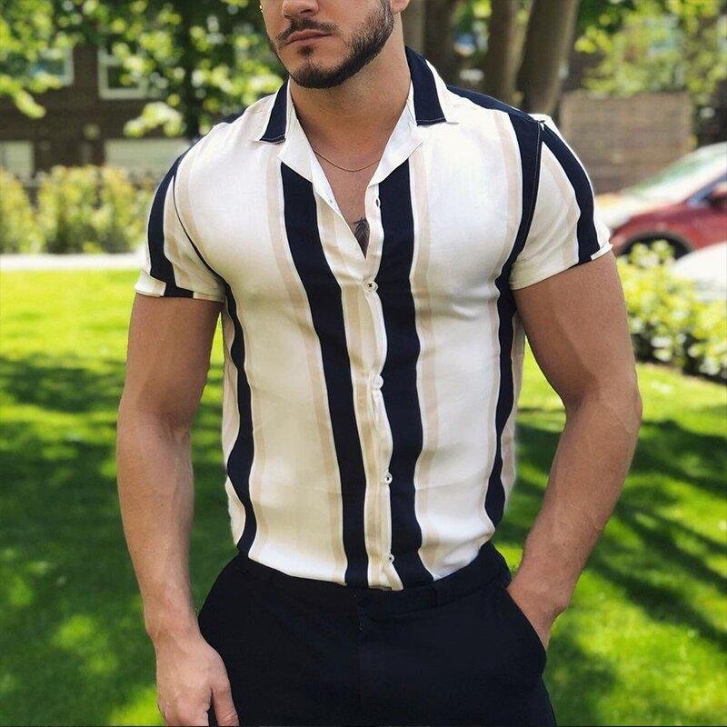 Casual Fashion Slim Fit Stripes Short Sleeves Polo Shirt