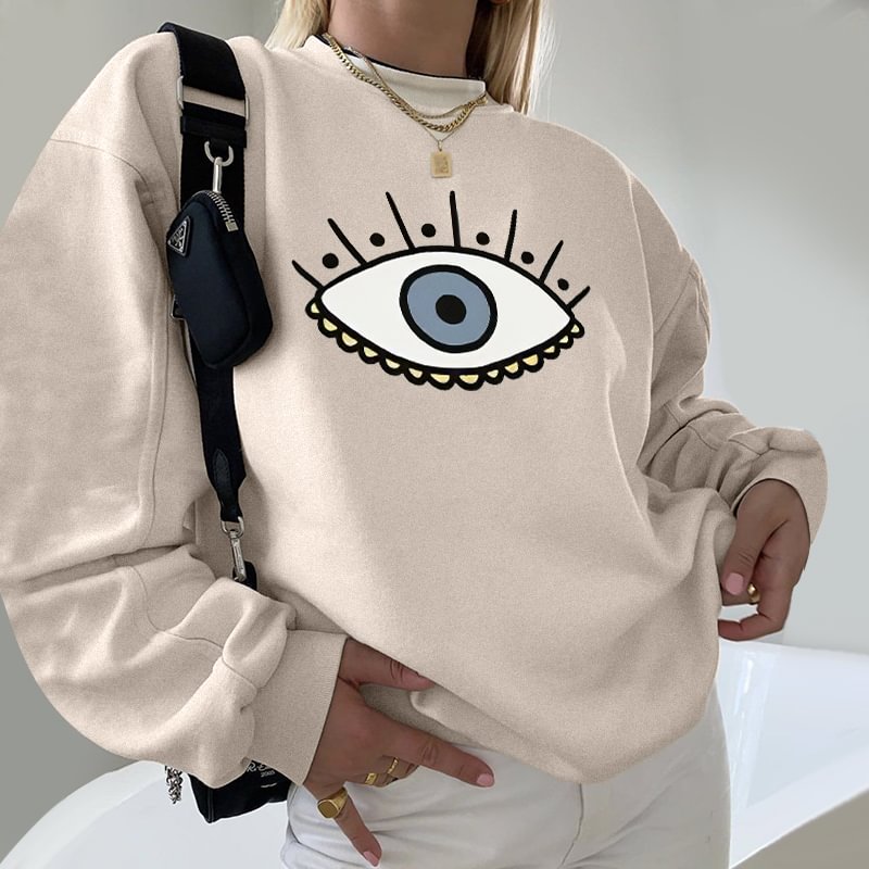   Evil Eye Print Women's Cozy Loose Sweatshirt - Neojana