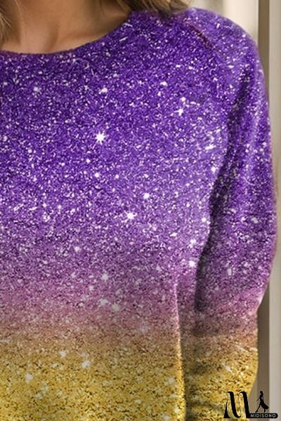 MidiSono - Gradient Round Neck Long Sleeve T-Shirt