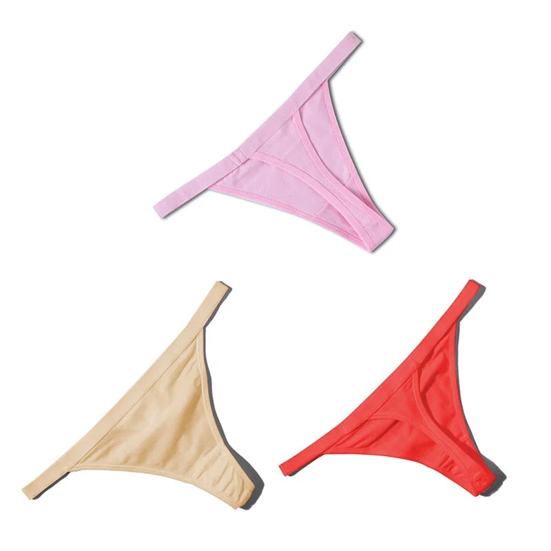 Sexy Women Cotton G String Thongs Low Waist Seamless Female Underpants Comfortable Ladies Underwear Lingerie 3/4 Pcs
