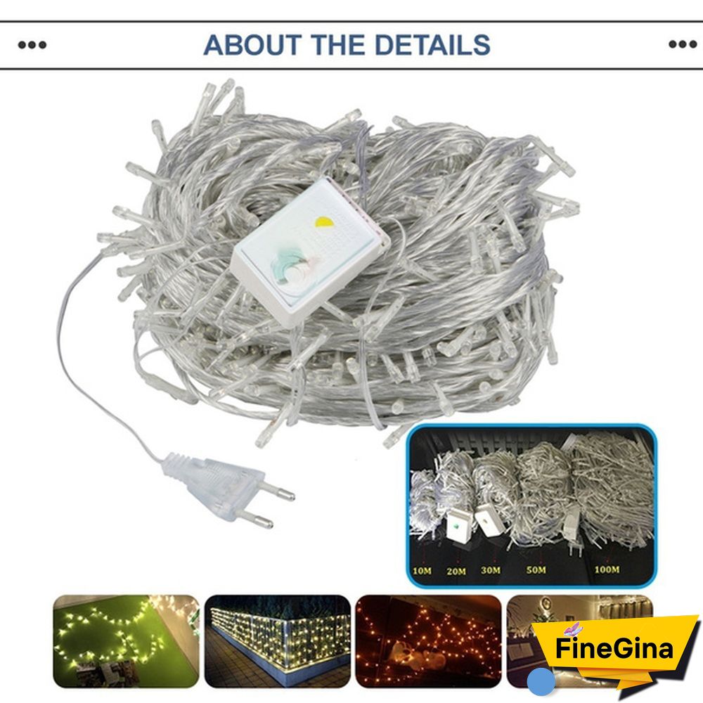 Holiday Led Christmas Lights Outdoor 100M 50M 30M 20M 10M Led String Lights Decoration For Party Holiday Wedding Garland