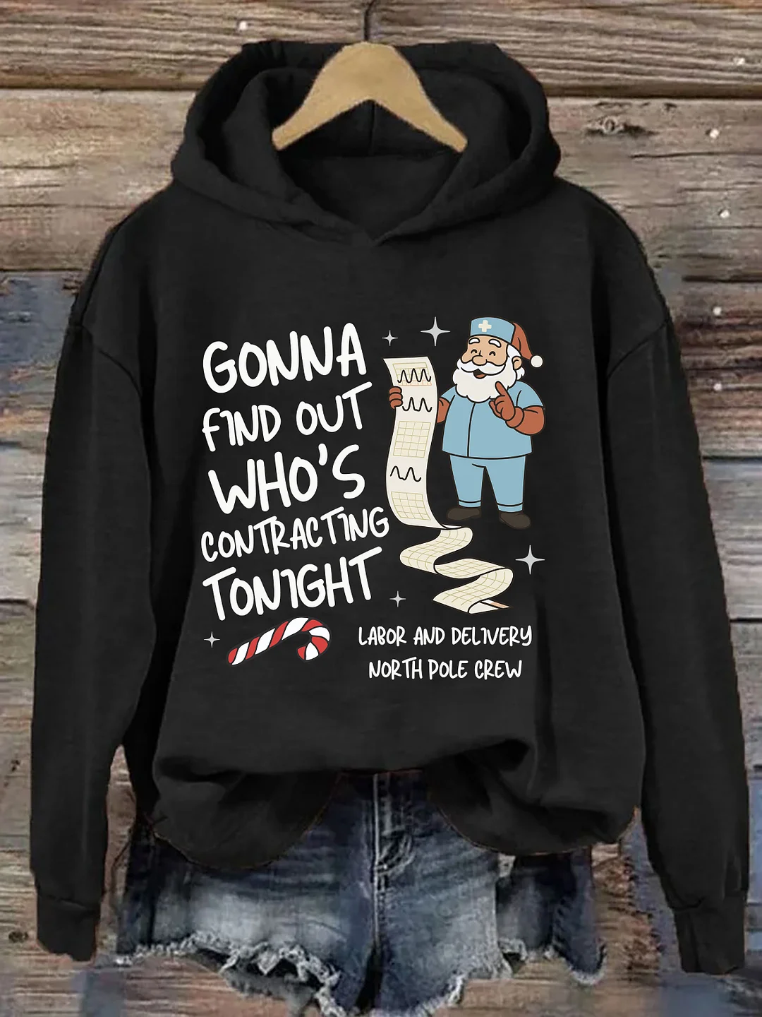 Ob-Gyn Santa: Christmas Contracting List Humor Hoodie