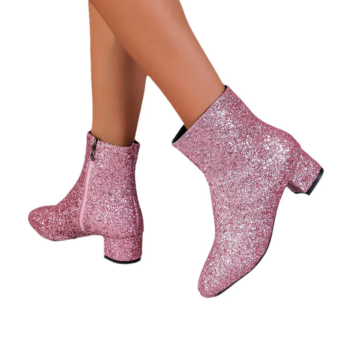 Yyvonne 2025 Spring New Exterior With Selbine Coarse And Soft Bottom Zippered Women's Boots Martin Boots