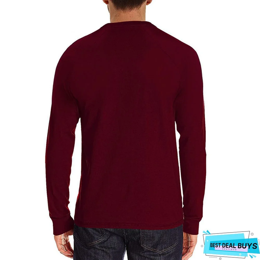 Men's Long-Sleeved Bottom Shirt with Round Collar