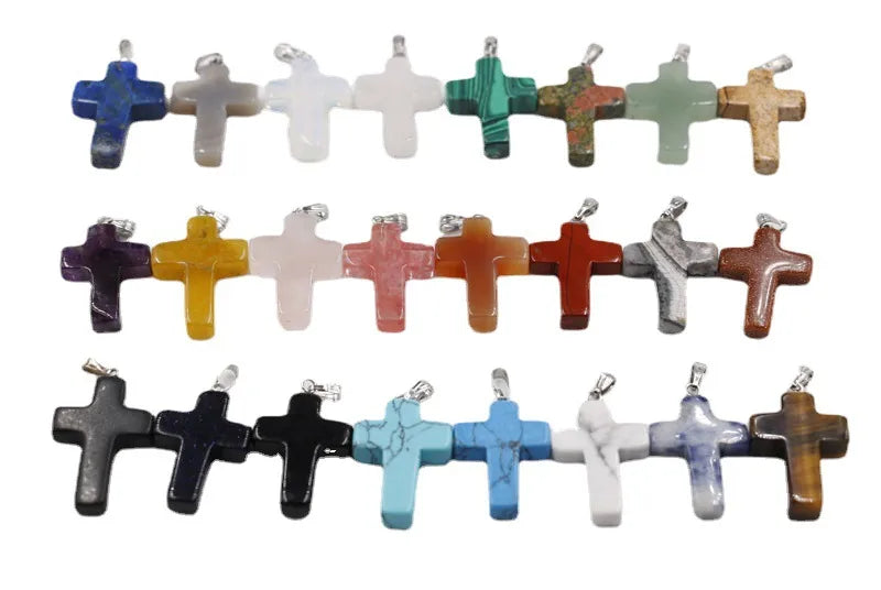 1 Piece 2.5*1.8cm Natural Stone Cross Pendant