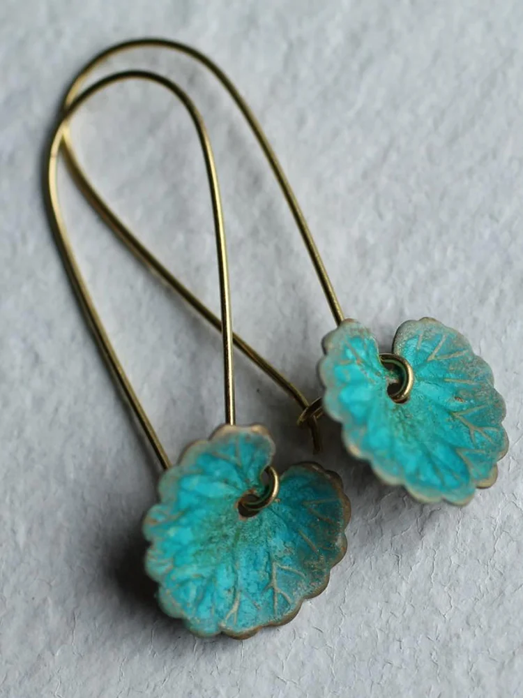 Turquoise Lotus Leaf Earrings